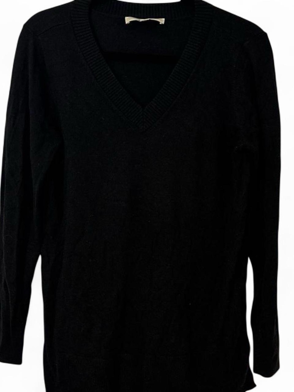 LOFT Black V-Neck Ribbed Sweater